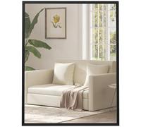HOMCOM Miroir Mural Rectangulaire 90 x 70 cm, Cadre en Bois Noir