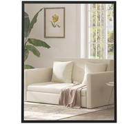 HOMCOM Miroir Mural Rectangulaire 90 x 70 cm, Cadre en Bois Noir