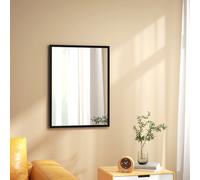 HOMCOM Miroir mural rectangulaire avec crochets, en verre et MDF, 60x80 cm, Noir