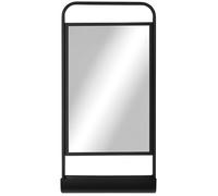 HOMCOM Miroir mural rectangulaire miroir de salle de bain moderne avec étagère de rangement 36 x 72 cm métal noir