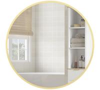 HOMCOM Miroir Mural Rond Ø 61 cm, Décoratif Verre, Doré
