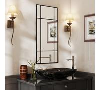 HOMCOM Miroir mural style fenêtre avec montage vertical et horizontal, 110x50cm, Noir