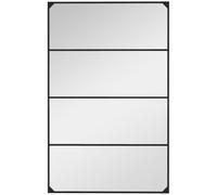 HomCom Miroir mural verrière rectangulaire industriel 109×69cm métal noir 4 crochets horiz. ou vert.
