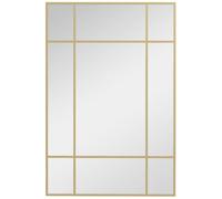 HOMCOM Miroir Mural Verrière Rectangulaire Style Fenêtre 90x60 cm Doré | Horizontal ou Vertical, 4 Crochets, Métal