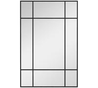 HOMCOM Miroir Mural Verrière Rectangulaire Style Fenêtre 90x60 cm Noir | Horizontal ou Vertical, 4 Crochets, Métal