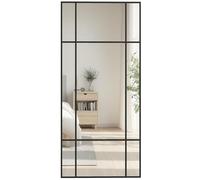 HOMCOM Miroir Mural verrière rectangulaire Style fenêtre, Horizontal ou Vertical avec 4 Crochets, en métal Noir - 110x50 cm