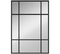 HOMCOM Miroir mural verrière rectangulaire style fenêtre, horizontal ou vertical avec 4 crochets, en métal noir - 50x70 cm