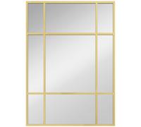 HOMCOM Miroir mural verrière rectangulaire style fenêtre, horizontal ou vertical avec 4 crochets, en métal doré - 50x70 cm