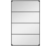 HOMCOM Miroir Mural verrière rectangulaire Style Industriel, Horizontal ou Vertical avec 4 Crochets, en métal Noir - 109 x 69 cm