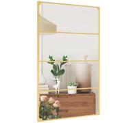 HOMCOM Miroir mural verrière rectangulaire style industriel, horizontal ou vertical avec 4 crochets, en métal doré 109 x 69 cm