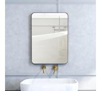 HOMCOM Miroir Murale, Miroir Salle de Bain rectangulaire, 50 x 70 cm, avec Cadre en Alliage d'aluminium Noir, pour Salle de Bain, Chambre à Coucher, Salon, entrée