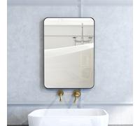 HOMCOM Miroir murale miroir salle de bain rectangulaire avec cadre en alliage d'aluminium noir pour chambre, salon 50 x 70 cm