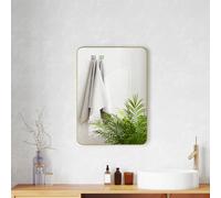 HOMCOM Miroir murale miroir salle de bain rectangulaire avec cadre en alliage d'aluminium or pour chambre, salon 50 x 70 cm