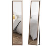 HOMCOM Miroir Pleine Longueur au Sol 157x37 cm Blanc et Brun foncé | Grand miroir mural, cadre bicolore, inclinable ou suspendu, pour salon/chambre/couloir/entrée.