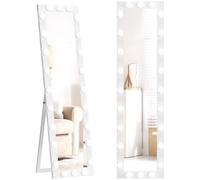 HOMCOM Miroir Pleine Longueur avec éclairage 150x40cm Blanc | LED, 3 couleurs, dimmable, toucher, mémoire, miroir inclinable, pour chambre