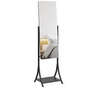 HOMCOM Miroir Pleine Longueur, Miroir de Sol sur Pied, Miroir intégral avec Angle réglable et étagère de Rangement pour Salon, Chambre à Coucher, Couloir, 108 x 37 cm, Noir
