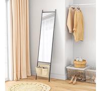 HOMCOM Miroir rectangulaire pleine longueur avec pochette de rangement, à poser ou à fixer au mur, 56L x 190H cm - noir