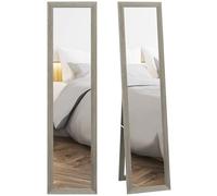 HOMCOM Miroir rectangulaire sur Pied Mural ou à Poser avec Cadre en Bois pour Salon Chambre à Coucher 37 x 157 cm Gris