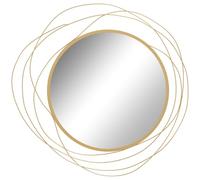 HOMCOM Miroir Rond en Métal Filaire Doré, Décoration Murale Ø65 cm