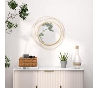 HomCom Miroir rond en métal filaire doré – décoration murale style moderne Ø65 cm