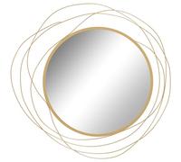 HomCom Miroir rond en métal filaire doré – décoration murale style moderne Ø65 cm