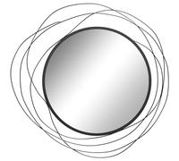 HOMCOM Miroir Rond en Métal Filaire Noir, Décoration Murale Ø65 cm