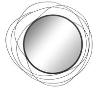 HOMCOM Miroir Rond en Métal Filaire Noir, Décoration Murale Ø65 cm | Style Moderne