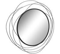 HOMCOM Miroir rond en métal filaire noir, décoration style moderne, diamètre Φ65 cm