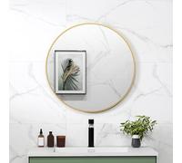 HomCom – Miroir mural rond 70 cm, cadre métal doré, facile à installer