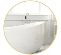 HomCom – Miroir mural rond 70 cm, cadre métal doré, facile à installer