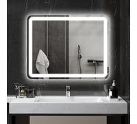 HOMCOM Miroir Salle de Bain avec éclairage 70 x 90 cm, Miroir LED Mural, 3 Couleurs lumière, dimmable, antibuée, mémoire, capteur Tactile, Verre trempé, IP44, Montage Horizontale/Verticale, argenté