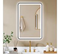 Miroir salle de bain avec éclairage - HOMCOM - anti-buée, 3 couleurs lumière, dimmable, mémoire - verre trempé - 90 x 60 cm - noir