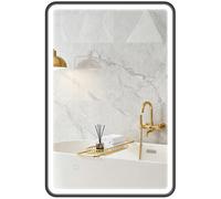 HOMCOM Miroir salle de bain avec éclairage 90 x 60 cm, miroir LED mural, anti-buée, 3 couleurs lumière, dimmable, noir