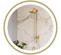 HOMCOM Miroir Salle de Bain avec Éclairage LED Rond 40 cm Doré | Miroir Lumineux Mural, 3 Températures de Couleur, Luminosité Réglable, Interrupteur Tactile