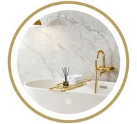 HOMCOM Miroir salle de bain avec éclairage LED rond 40 cm, miroir lumineux mural à 3 températures de couleur, dimmable, doré