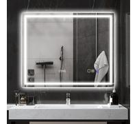 HOMCOM Miroir salle de bain bluetooth avec éclairage LED 80 x 100 cm, miroir lumineux salle de bain mural avec interrupteur tactile, lumière réglable 3 couleurs, anti-buée, mémoire - argent
