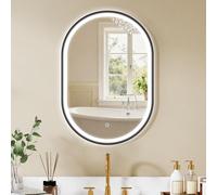 HOMCOM Miroir Salle de Bain éclairage LED 50 x 70 cm, Miroir Lumineux Salle de Bain Mural avec Interrupteur Tactile, lumière réglable 3 Couleurs, Anti-buée, mémoire, IP44