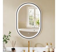 HOMCOM Miroir salle de bain éclairage LED 50x70cm, miroir lumineux salle de bain mural interrupteur tactile, lumière 3 couleurs