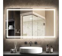 HOMCOM Miroir salle de bain éclairage LED miroir lumineux salle de bain mural interrupteur tactile lumière 3 couleurs 80x100cm