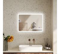 HOMCOM Miroir salle de bain LED bluetooth 50 x 70 cm interrupteur tactile lumière réglable 3 couleurs anti-buée mémoire argent