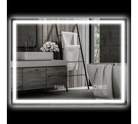 HOMCOM Miroir salle de bain LED bluetooth 60 x 80 cm interrupteur tactile lumière réglable 3 couleurs anti-buée mémoire argent