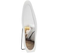 HOMCOM Miroir Sol irrégulier Pleine Longueur 160x50cm Blanc | Ondulé, housse de cadre effet velours, grand miroir mural, miroir de coiffure, salon, chambre, garde-robe, couloir