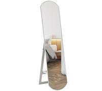 HOMCOM Miroir sur Pied arqué 150 cm, Grand Miroir avec étagère de Rangement, Montage Mural ou sur Pied, pour Chambre, entrée, Couloir, Blanc