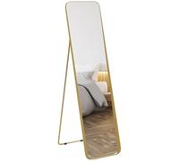 HOMCOM Miroir sur Pied arqué 40 x 160 cm, Grand Miroir avec Coins incurvés, Montage au Sol ou appuyé Contre Le Mur, pour Chambre à Coucher Salon et Dressing, doré
