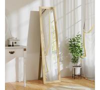 HOMCOM Miroir sur Pied Complet avec Support - Miroir Mural autoportant avec Aspect Bois - Miroir de Dressing - pour Chambre à Coucher, Couloir - Chêne - 37 x 157 cm