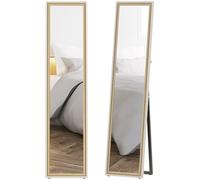 HOMCOM Miroir sur pied corps entier 157 x 37 cm blanc et naturel clair