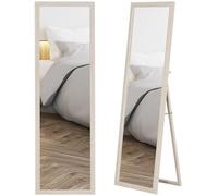 HOMCOM Miroir sur Pied Rectangulaire 160 x 50 cm, Cadre Texturé à Effet Pierre, Angle d'Inclinaison Réglable, Anti-Éclats, Miroir Intégral pour Mur, sur Pied, Appuyé, Blanc