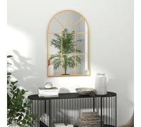 HOMCOM Miroir verrière arche style industriel fenêtre arcade métal doré - 70 x 50 cm Descriptions Longues:Vous souhaitez habiller votre mur ou le dessus de votre console d'entrée ? Alors succombez au