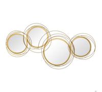 HOMCOM Ensemble de 4 miroirs Ronds en métal dorés - 107 x 56 cm