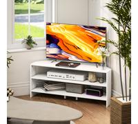 HOMCOM Mobile TV d'Angle pour 47" max avec 2 Étagères Ouvertes, en Bois, 110x36x45 cm, Blanc